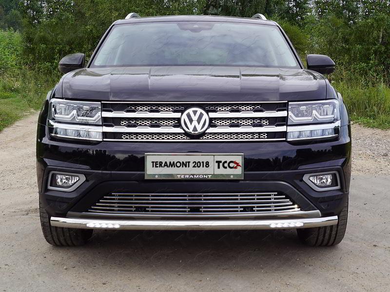 Защита передняя нижняя (с ДХО) 60,3 мм для автомобиля Volkswagen Teramont 2018-, TCC Тюнинг VWTER18-24