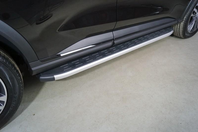 Пороги алюминиевые с пластиковой накладкой 1720 мм для автомобиля HAVAL F7X (2.0L 4WD) 2022-,TCC Тюнинг ,арт. HAVF7X22-23AL