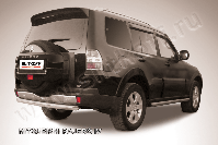 Защита заднего бампера d76 короткая Mitsubishi Pajero IV (2006-2023) Black Edition, Slitkoff, арт. MPJ017BE