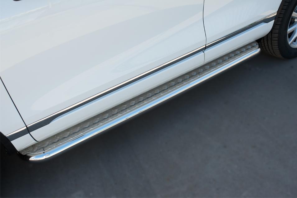 Пороги труба d57 с листом вариант 1 для Volkswagen Touareg 2014, Slitkoff VWTL-0021321
