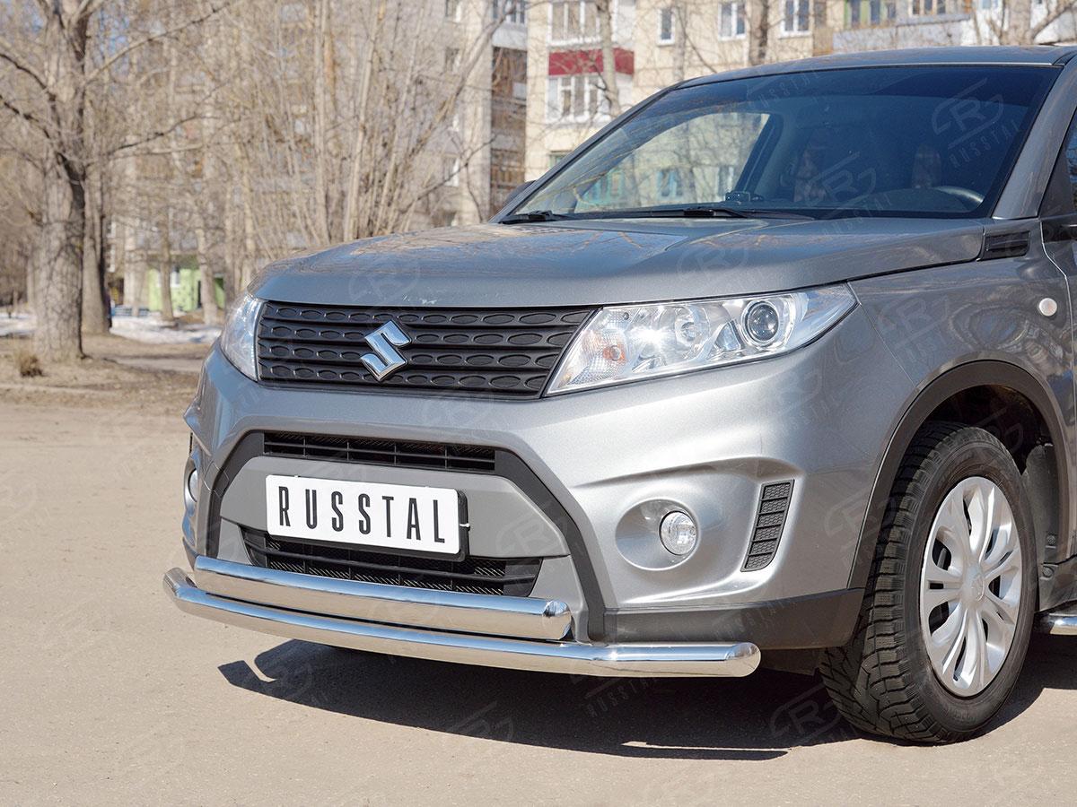 Защита переднего бампера d57/75х42 Suzuki Vitara 2015, Slitkoff SVZ-002640