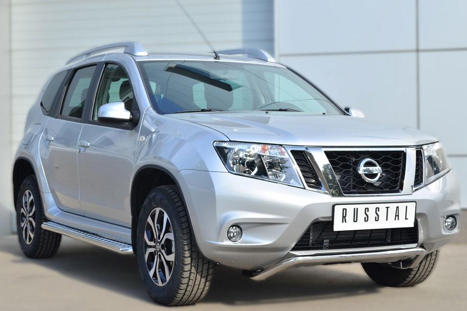 Защита переднего бампера d42 волна под машину для Nissan Terrano 2014, Slitkoff NTRZ-001784
