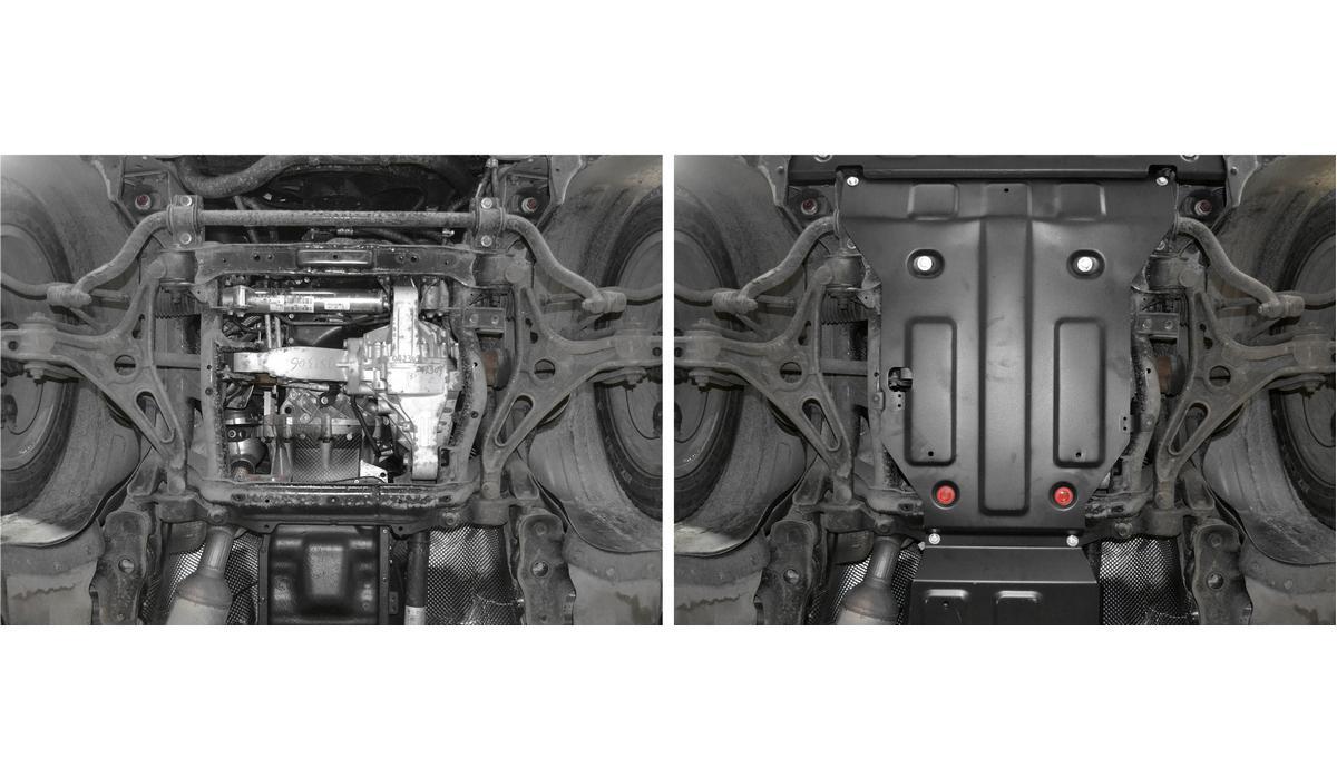 Защита картера АвтоБроня для Haval H8 (V - 2.0T) 2014-2017, штампованная, сталь 1.8 мм, с крепежом, 111.09413.1