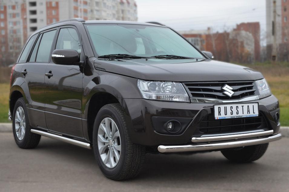 Защита переднего бампера d57/42 для Suzuki Grand Vitara 5d 2012, Slitkoff SVZ-001090