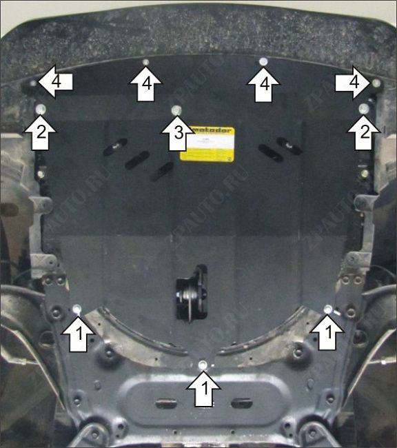 Защита стальная Мотодор (Двигатель; КПП), 2 мм,  Nissan Qashqai  2014-2015 арт. 71408