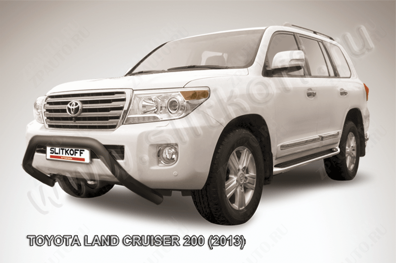 Кенгурятник d76 низкий широкий мини черный Toyota Land Cruiser 200 (2013-2015) , Slitkoff, арт. TLC2-13-009B