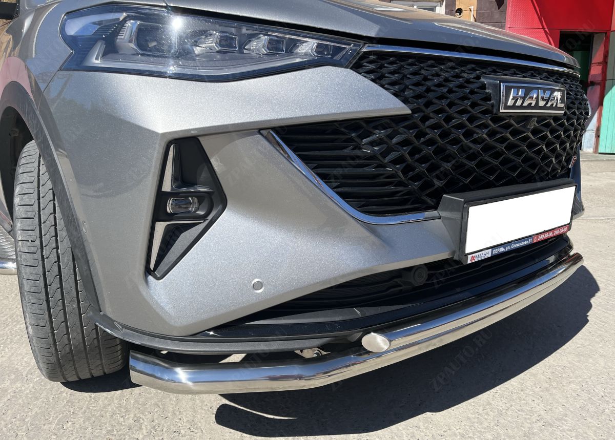 Защита переднего бампера двойная с подгибами для автомобиля HAVAL F7 2022 Рестрайлинг арт. GWF7.22.04