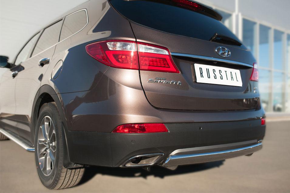 Защита заднего бампера d75х42 для Hyundai Santa Fe Grand 2013, Slitkoff HSFZ-002013