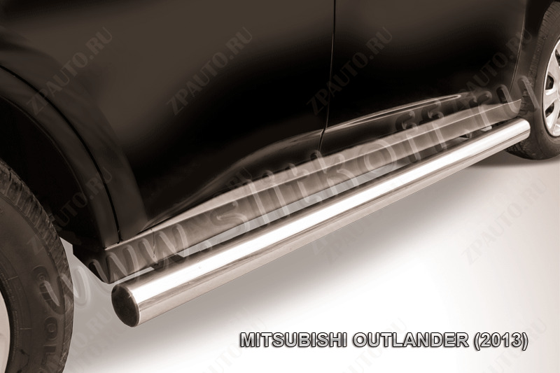 Защита порогов d76 труба Mitsubishi Outlander (2012-2015) Black Edition, Slitkoff, арт. MOUT13-006BE