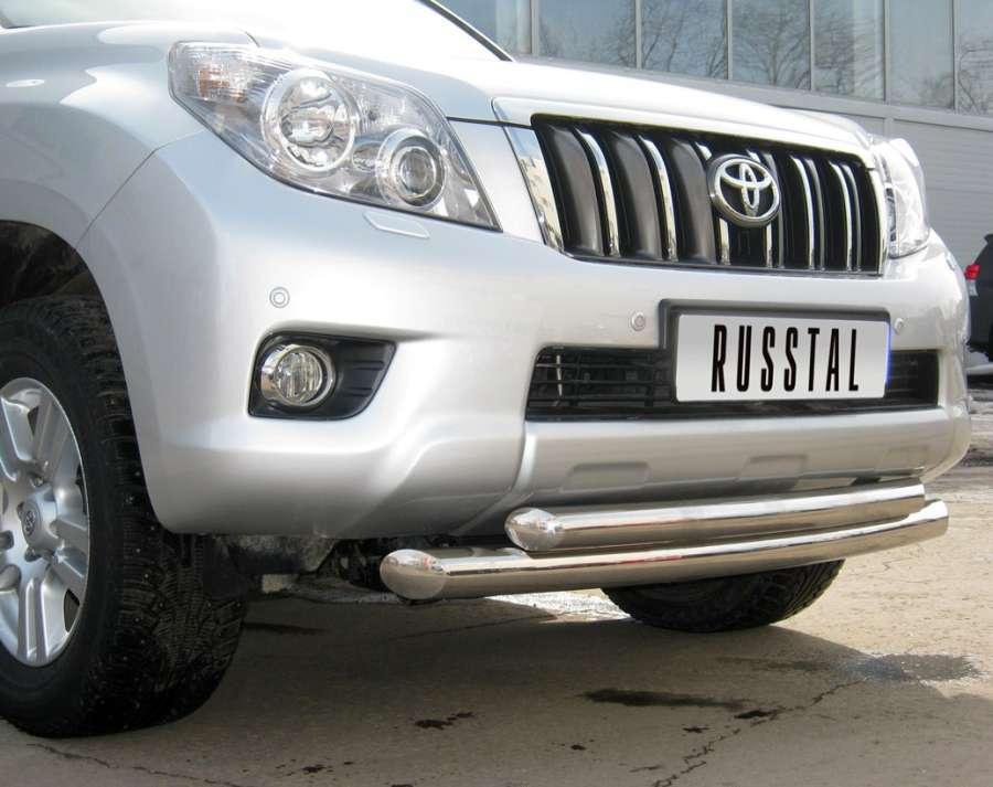 Защита переднего бампера двойная d76/57 для Toyota Land Cruiser Prado 150, Slitkoff PNZ-000470