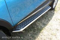 Защита порогов d42 с листом усиленная Renault Kaptur 4WD (2012-2019) Black Edition, Slitkoff, арт. RK4WD004BE