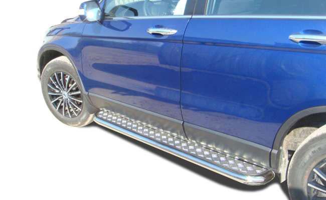 Пороги с накладным листом d53 для Honda CR-V 2006-2009 (Хонда СРВ 2006-2009), HCRV.06.41, Россия