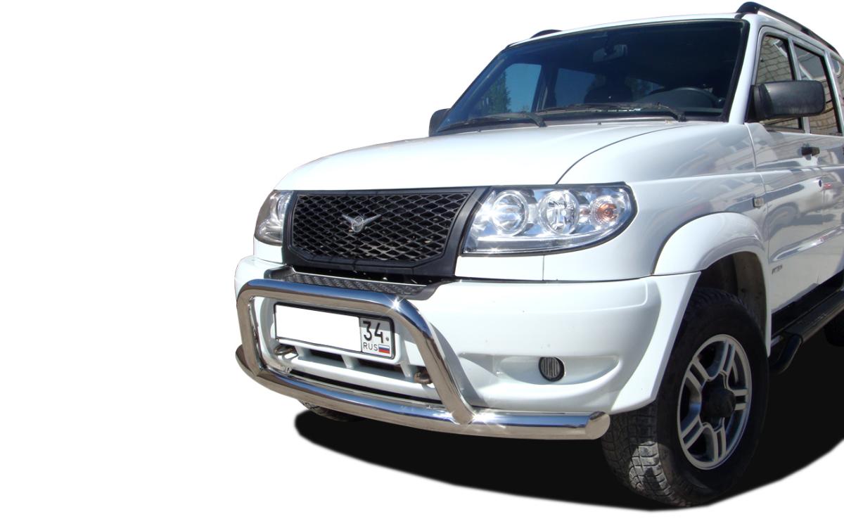 Защита переднего бампера радиус с низкой скобой для автомобиля УАЗ Патриот  2005. UAP.05.79, Россия