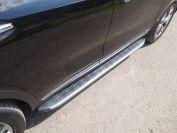 Пороги алюминиевые с пластиковой накладкой (карбон серебро) 1820 мм для автомобиля Kia Sorento Prime 2018-, TCC Тюнинг KIASORPR18-26SL