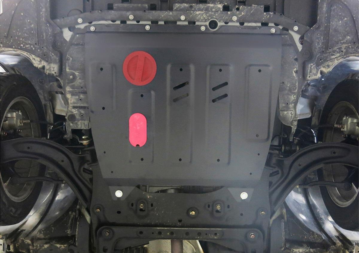 Защита картера и КПП АвтоБроня для Nissan Tiida II (V - 1.6) CVT 2015-2016, штампованная, сталь 1.8 мм, с крепежом, 111.04151.1