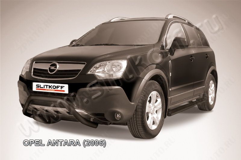 Кенгурятник d57 низкий мини черный Opel Antara (2006-2011) , Slitkoff, арт. OPAN004B