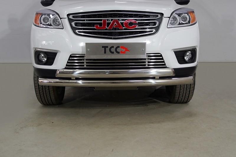 Защита передняя нижняя (двойная) 76,1/75 мм для автомобиля JAC T6 (4WD) 2.0T (бенз) 2021-,TCC Тюнинг ,арт. JACT621-17