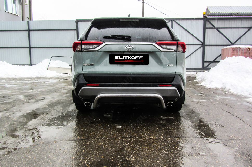 Защита заднего бампера d57 cкоба Toyota Rav-4 (2018-2023) , Slitkoff, арт. TR419-006
