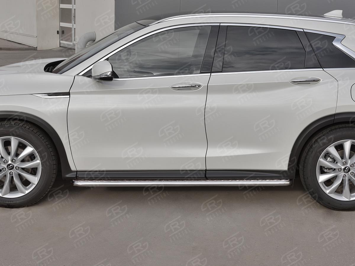 Пороги труба d42 с листом (Лист алюм, проф.сталь)  для автомобиля Infiniti QX50 2018, Slitkoff IQX5L-0030812