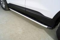 Пороги алюминиевые с пластиковой накладкой 1820 мм для автомобиля Hyundai Santa Fe 2021- TCC Тюнинг арт. HYUNSF21-25AL