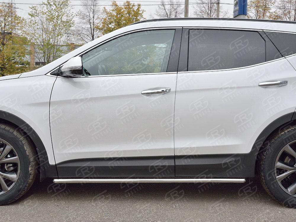 Пороги труба d42 вариант 3 для Hyundai Santa Fe 2015, Slitkoff HSFPT-002450