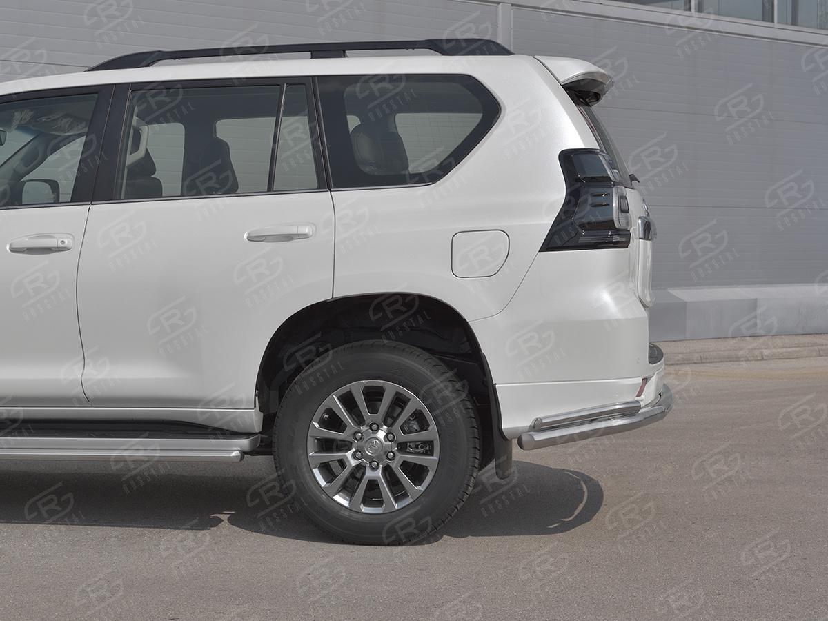 Защита заднего бампера d57 секции d42x2 уголки для автомобиля Toyota Land Cruiser Prado 150 Style 2019, Slitkoff LCPZ-003303