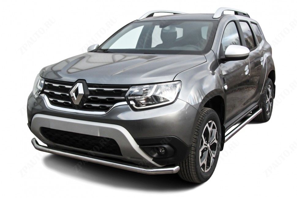 Защита переднего d57 бампера Renault Duster (2020-2023) Black Edition, Slitkoff, арт. RD21003BE