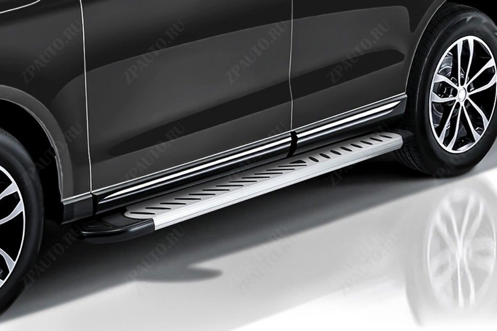 Пороги алюминиевые "Elite Silver" 1800 серебристые Nissan Murano (2014-2022) , Slitkoff, арт. AL-NIM16012
