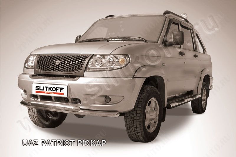 Защита переднего бампера d57+d57 двойная Uaz Pickup (2008-2014) , Slitkoff, арт. UPpic003