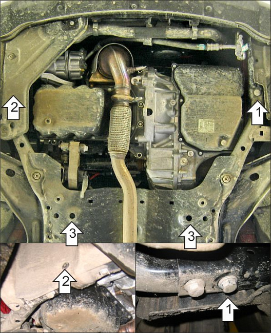 Защита стальная Мотодор (Двигатель, Коробка переключения передач), 2 мм,  Mini Cooper   2007-2014 арт. 77001