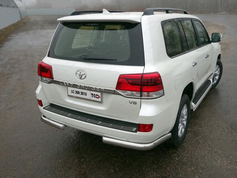Защита задняя (уголки овальные) 75х42 мм для автомобиля Toyota Land Cruiser 200 2015- (кроме EXECUTIVE), TCC Тюнинг TOYLC20015-16