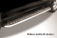 Защита порогов d42 с листом Hyundai Santa-Fe Classic (2000-2012) , Slitkoff, арт. HSFT013