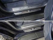 Накладки на пороги с гибом (лист зеркальный логотип Toyota) 4шт для автомобиля Toyota Land Cruiser 200 EXECUTIVE 2016-