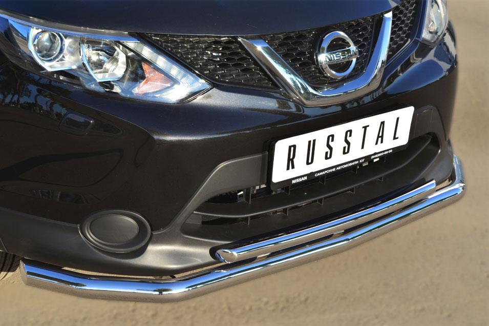 Защита переднего бампера d57/d42 для Nissan Qashqai 2014, Slitkoff NQQZ-001787