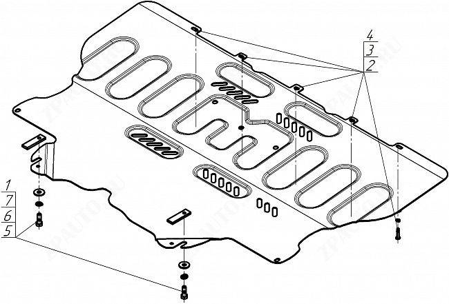 Защита стальная Мотодор (Двигатель, Коробка переключения передач), 2 мм,  для Changan UNI-V  2021- арт. 77208
