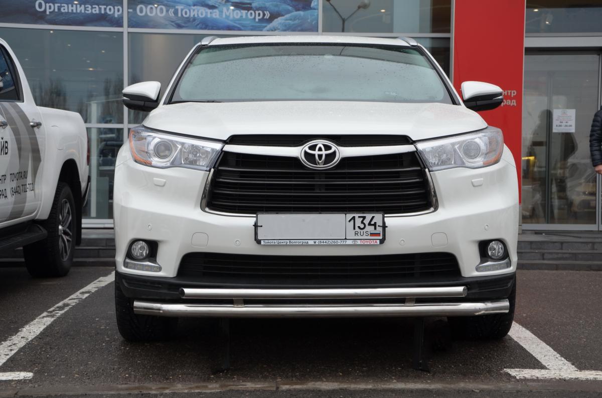 Защита переднего бампера двойная для автомобиля TOYOTA Highlander  2014. THL.14.03, Россия