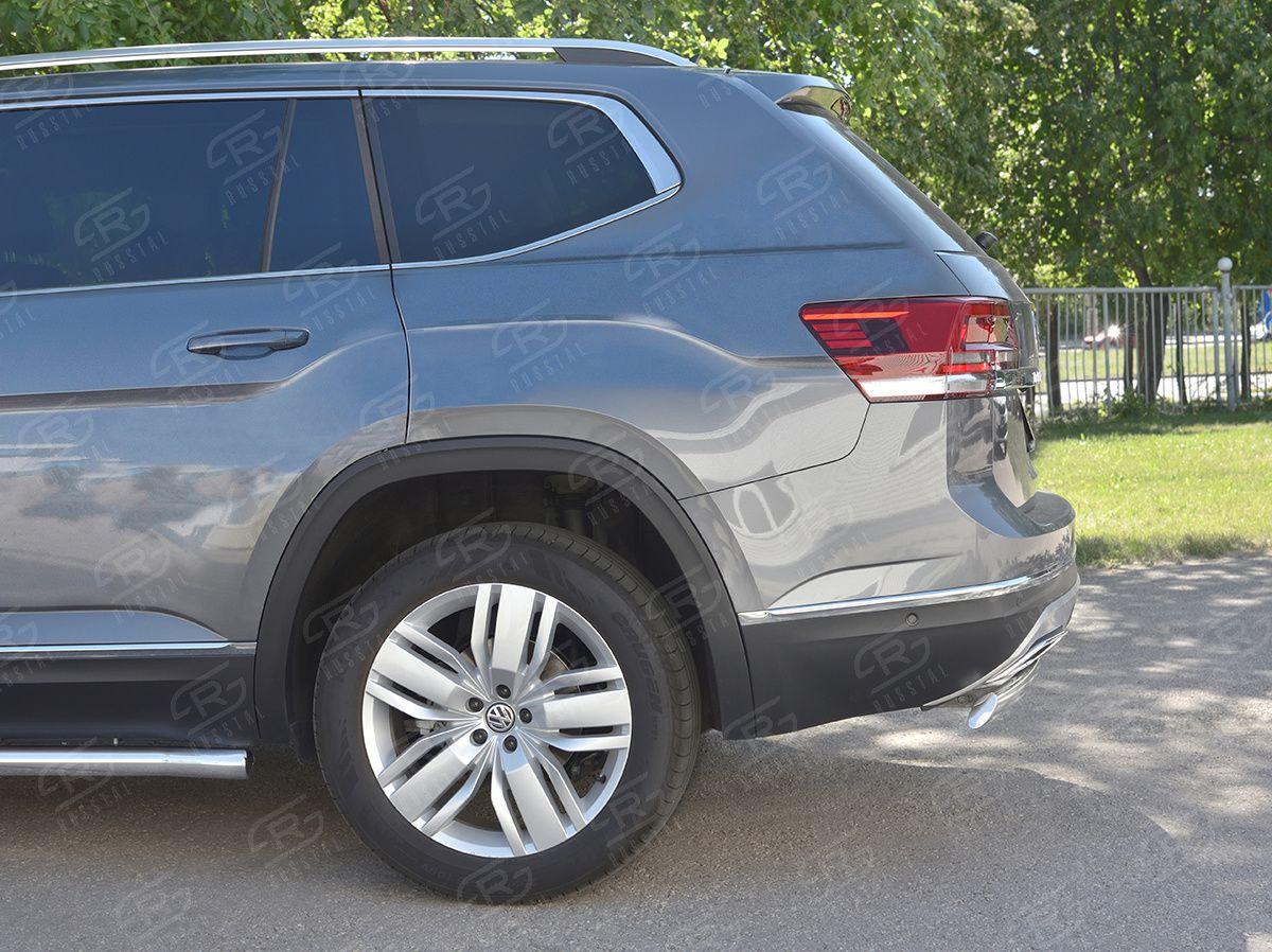 Защита заднего бампера d75х42 дуга на Volkswagen Teramont 2017, Slitkoff VTMZ-002996