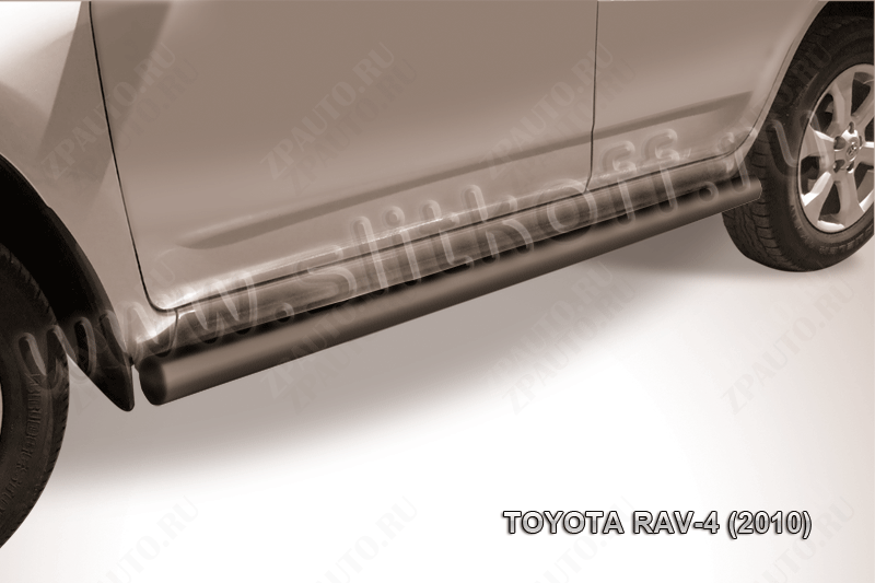 Защита порогов d76 с проступями черная Toyota Rav-4 (2010-2016) , Slitkoff, арт. TR410-012B