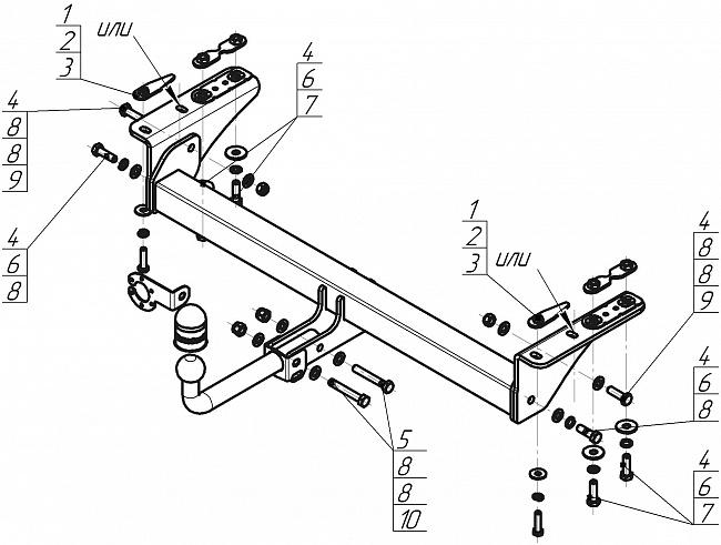 Фаркоп для CheryExeed TXL 2020-, тип шара A (оцинкованный), арт. 99002-A
