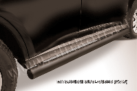 Защита порогов d76 труба черная Mitsubishi Outlander (2012-2015) , Slitkoff, арт. MOUT13-006B