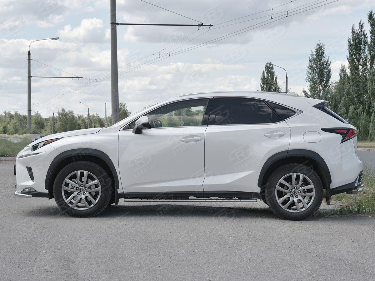 Пороги труба d75х42 овал с проступью на Lexus NX 2017, Slitkoff LNX3O-002941