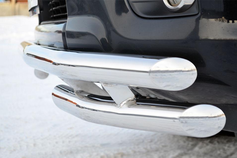 Защита переднего бампера двойная d57/57 уголки для Toyota Land Cruiser Prado 150, Slitkoff PNZ-001616