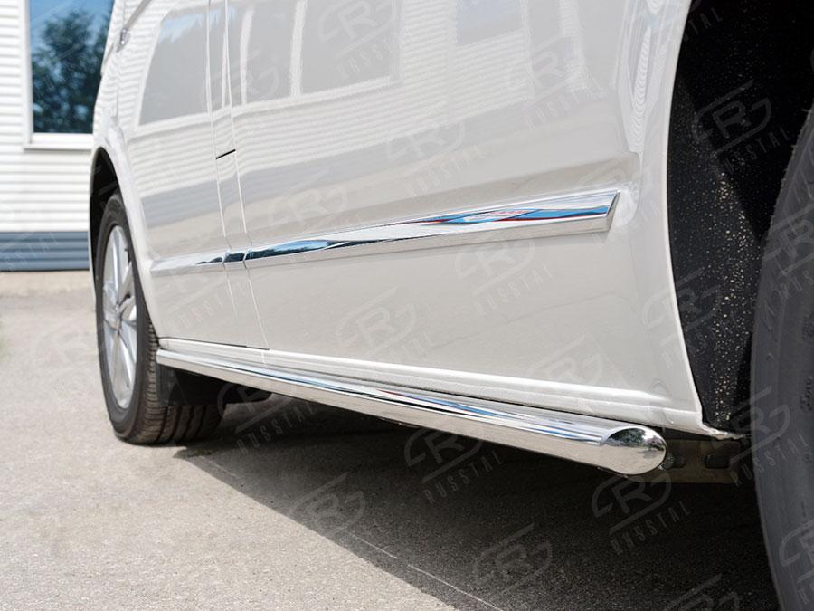 Пороги труба d42 правый Volkswagen Transporter T6 2015 Caravelle/Multivan короткая база, Slitkoff VCTT-002316