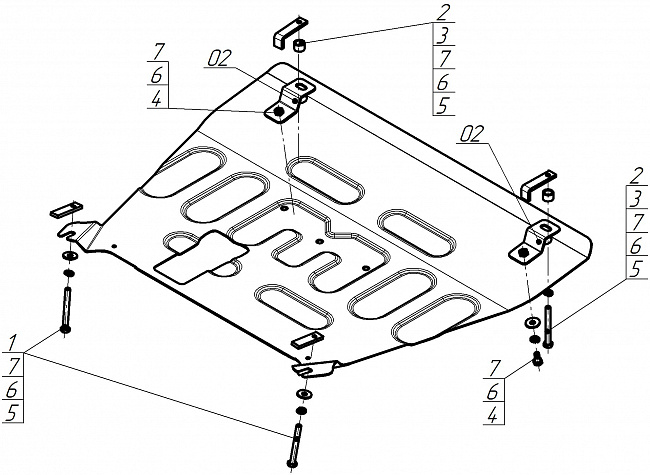Защита стальная Мотодор (Двигатель, Коробка переключения передач), 2 мм,  FENGON ix7  2024- арт. 78610