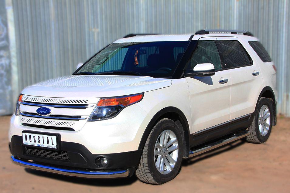Пороги труба d76 с накладками вариант 1 для Ford Explorer 2012, Slitkoff FET-0013131