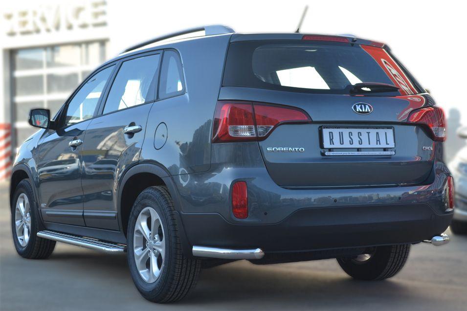 Защита заднего бампера уголки d57 для KIA Sorento 2013, Slitkoff KIZ-001273