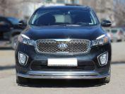 Дуга передняя по низу бампера радиусная двойная d60+43 на KIA Sorento Prime 2015, Технотек KSTP15_1.1