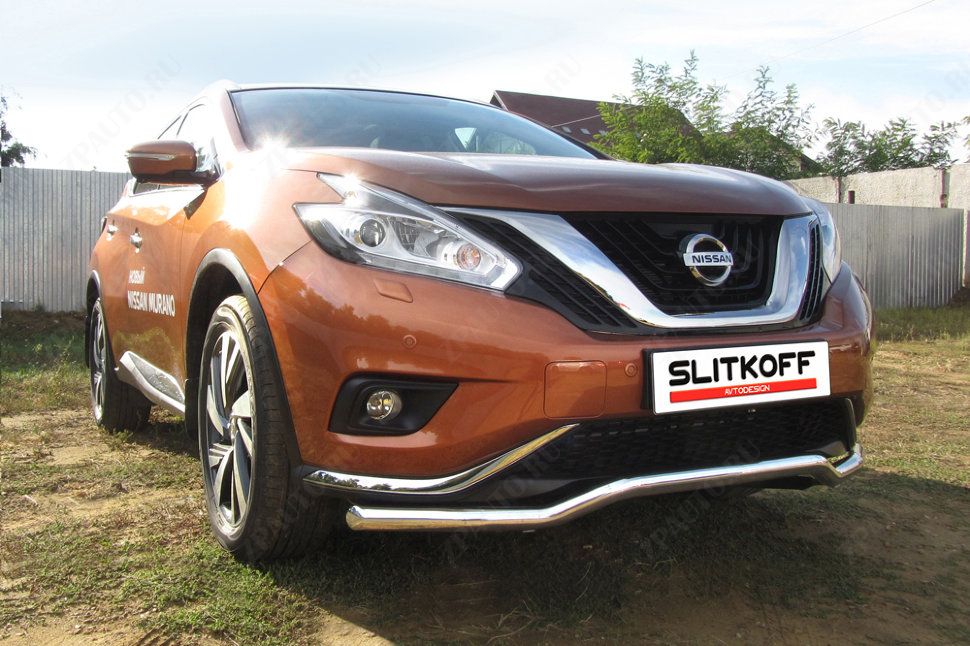 Защита переднего бампера d57 волна Nissan Murano (2014-2023) , Slitkoff, арт. NIM16001