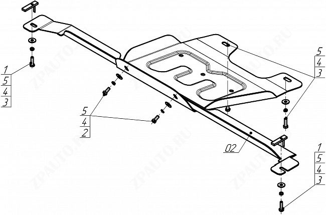 Защита стальная Мотодор (Раздаточная коробка), 2 мм,  Foton Tunland V9  2024- арт. 77510
