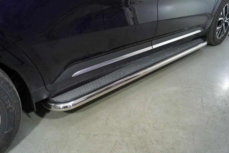 Пороги с площадкой (нерж. лист) 60,3 мм для автомобиля Kia Carnival (2WD) 2.2D 2021- TCC Тюнинг арт. KIACAR21-28